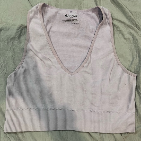 Garage Women's Ribbed V-Neck Tank Top - Light Pink - Picture 1 of 4